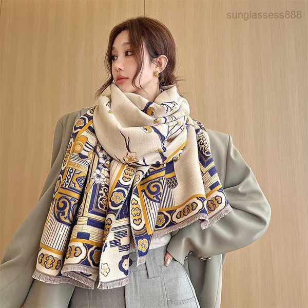 classical palace peach blossom imitation cashmere scarf for women's new autumn and winter fashion high grade feeling with fleece cold p, Blue;gray
classical palace peach blossom imitation cashmere scarf for women's new autumn and winter fashion high grade feeling with fleece cold p, Blue;gray