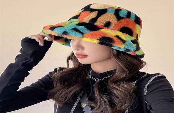 wide brim hats designer leopard rainbow color faux fur bucket hat women autumn winter outdoor fluffy warm fashion casual fisherman4381313, Blue;gray 
wide brim hats designer leopard rainbow color faux fur bucket hat women autumn winter outdoor fluffy warm fashion casual fisherman4381313, Blue;gray