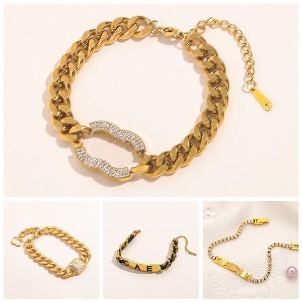 new style bracelets women bangle wristband cuff chain designer letter jewelry 18k gold plated stainless steel wedding lovers gift 264f, Black
new style bracelets women bangle wristband cuff chain designer letter jewelry 18k gold plated stainless steel wedding lovers gift 264f, Black