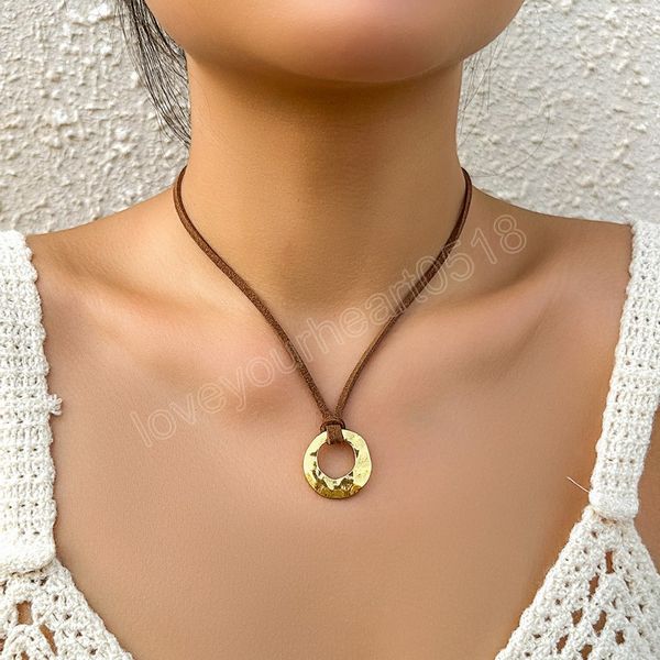 simple brown rope charm neckace women girls gold color hollow o-shape pendant vintage choker on the neck jewelry party new, Silver
simple brown rope charm neckace women girls gold color hollow o-shape pendant vintage choker on the neck jewelry party new, Silver