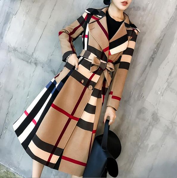 new women trench coats autumn winter lapel long coat for women vintage color matching plaid windbreaker fashion belt overcoat female pluz si, Tan;black
new women trench coats autumn winter lapel long coat for women vintage color matching plaid windbreaker fashion belt overcoat female pluz si, Tan;black