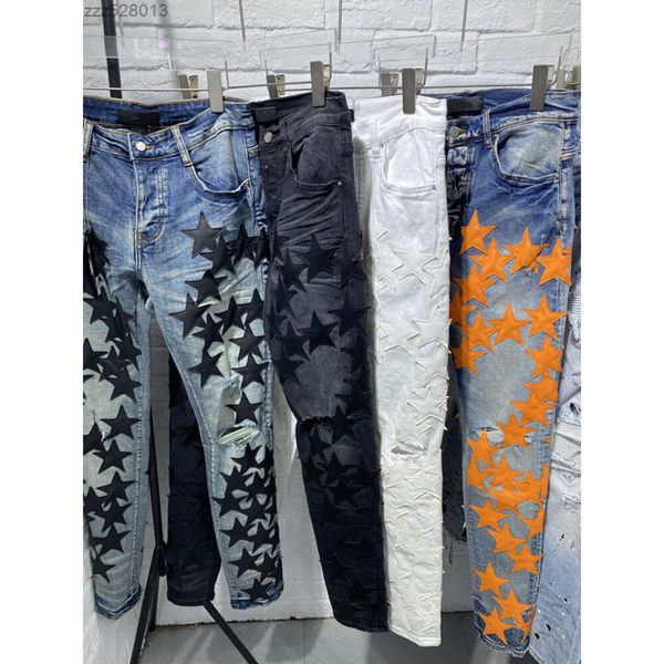 22ss luxurys designer mens jeans fashion slim-leg jeans five star biker pants distressed water diamond stripes denim trousers size 29-40, Blue
22ss luxurys designer mens jeans fashion slim-leg jeans five star biker pants distressed water diamond stripes denim trousers size 29-40, Blue