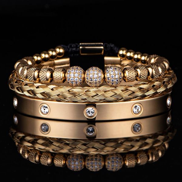 3pcs luxury micro pave cz round beads royal charm men link bracelets stainless steel crystals bangles couple handmade jewelry gift265s, Golden;silver
3pcs luxury micro pave cz round beads royal charm men link bracelets stainless steel crystals bangles couple handmade jewelry gift265s, Golden;silver