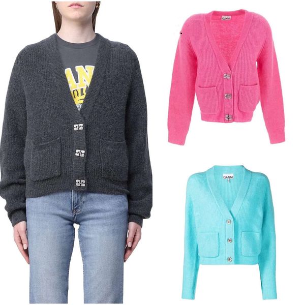 23ss gannis fashion womens designer sweater coats classic style wool crystal button knitted cardigan versatile loose jackets short, White
23ss gannis fashion womens designer sweater coats classic style wool crystal button knitted cardigan versatile loose jackets short, White
