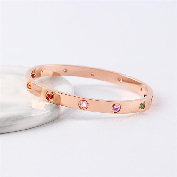 luxury bracelets bangles for women men rose gold silver 10 cz colorful diamond titanium steel screw designer fashion bracelets ban270g, Black
luxury bracelets bangles for women men rose gold silver 10 cz colorful diamond titanium steel screw designer fashion bracelets ban270g, Black