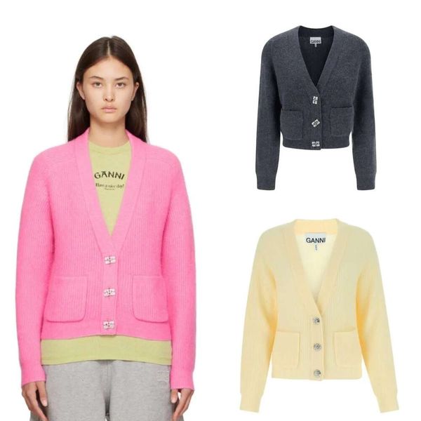23ss gannis new womens designer sweater coats fashion classic style wool crystal button knitted cardigan jacket is short versatile casual, White
23ss gannis new womens designer sweater coats fashion classic style wool crystal button knitted cardigan jacket is short versatile casual, White
