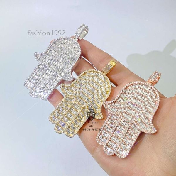 Hip Hop Hamsa Hand Fully Iced Out Baguette Men Large Custom Necklace Cuban Sier Moissanite Pendants
Hip Hop Hamsa Hand Fully Iced Out Baguette Men Large Custom Necklace Cuban Sier Moissanite Pendants
