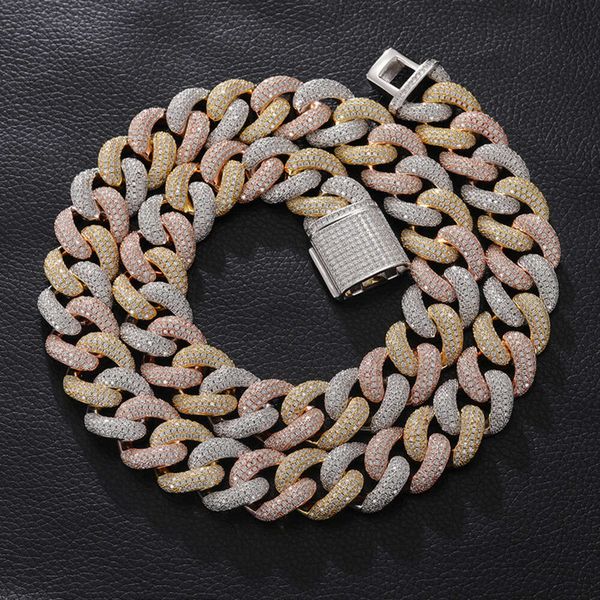 hip hop mens jewelry iced out 20mm diamond thick three row 925 sterling silver tri-color prong cuban chain link chain necklaces
hip hop mens jewelry iced out 20mm diamond thick three row 925 sterling silver tri-color prong cuban chain link chain necklaces