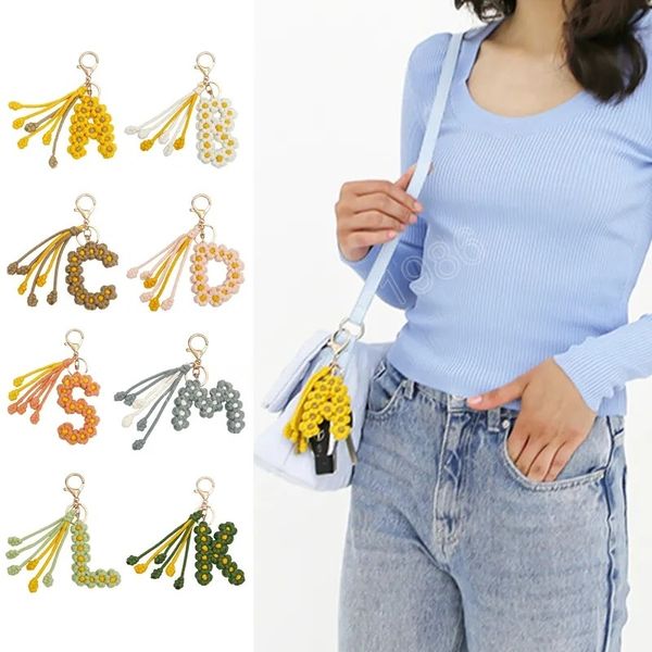 handmade knitting daisy flower letter keychains for women girl crocheted keyring pendants key chains rings bag gift, Silver
handmade knitting daisy flower letter keychains for women girl crocheted keyring pendants key chains rings bag gift, Silver