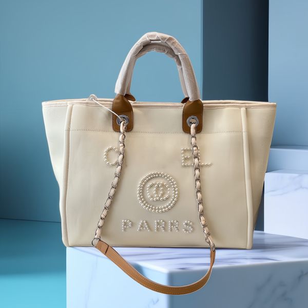 Fashion womens beach bag shoulder bag canvas designer bag shopping bag with chain luxury handbag linen pearl print crossbody bag travel bag tote bag, #2
Fashion womens beach bag shoulder bag canvas designer bag shopping bag with chain luxury handbag linen pearl print crossbody bag travel bag tote bag, #2