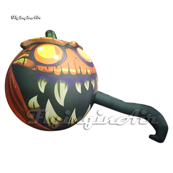 Image of Horrible Giant Lighting Inflatable Pumpkin Air Blow Up Jack-o-lantern With Vine For Halloween Party Decoration
