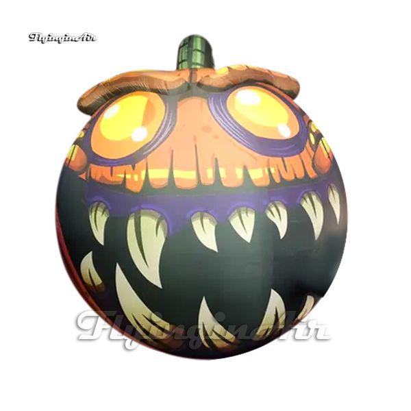 Image of Scary Giant Halloween Inflatable Jack-o-lantern Evil Smiling Pumpkin Head Balloon With LED Light For Party Decoration
