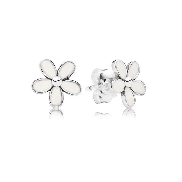 

Authentic Pando Ra Darling Daisies White Enamel Earring S925 Sterling Silve Fine Women Earring Compatible European Style Jewelry 290538EN12 Earring