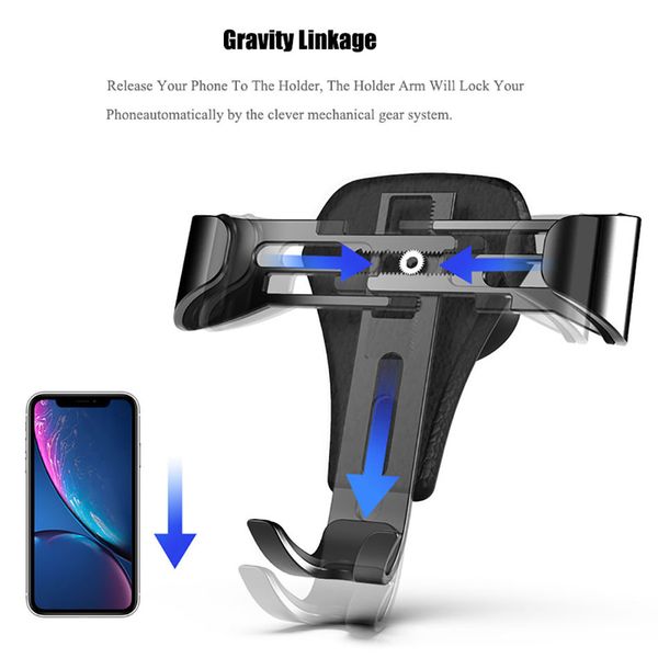 Image of Universal Gravity Auto Phone Holder Car Air Vent Clip Mount Mobile Phone Holder CellPhone Stand Support For iPhone For Samsung