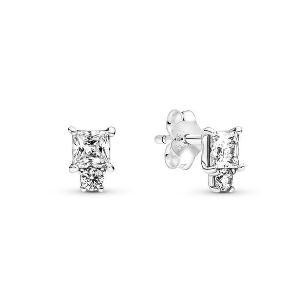 

Authentic Pando Ra Sparkling Round & Square Earrings S925 Sterling Silve Fine Women Earring Compatible European Style Jewelry 290036C01 Earring