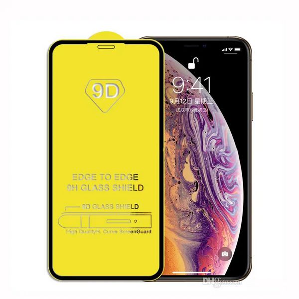 Image of 9D Curved Full Cover Tempered Glass Screen Protector Tempered glass film For Iphone XS XR 7 8 Plus 11 12 13 14 15 Max