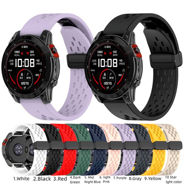Image of for Garmin Fenix 7 7X pro Mesh Silicone band folding buckle Smart watch strap for Garmin 7s pro 6S 5S 20mm 22mm 26mm quick fit bracelet Wristband