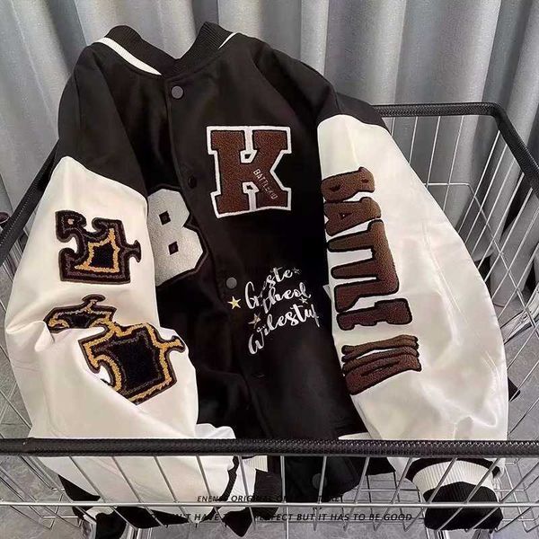 Fashion men's wear American Vintage Letter Embroidered Baseball Coat Men's Spring Loose Versatile Couple Jacket, Thin black jacket
Fashion men's wear American Vintage Letter Embroidered Baseball Coat Men's Spring Loose Versatile Couple Jacket, Thin black jacket