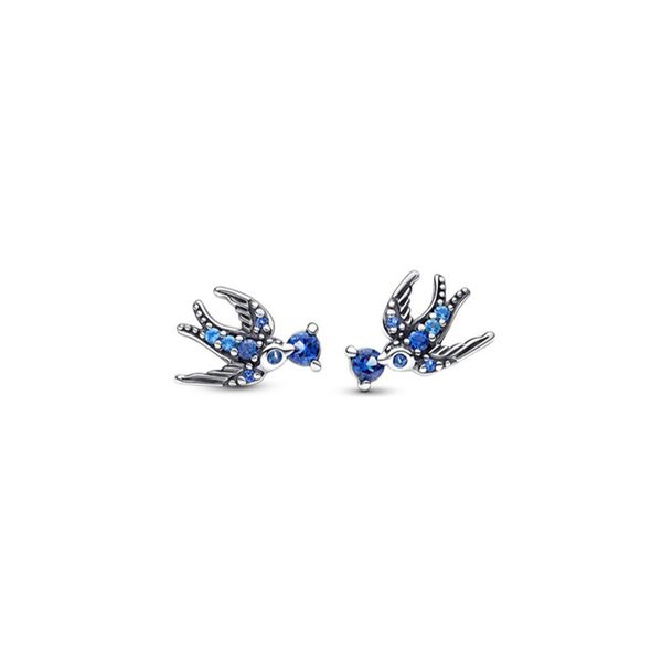 

Authentic Pando Ra Sparkling Swallow Stud Earrings S925 Sterling Silve Fine Women Earring Compatible European Style Jewelry 292568C01 Earring