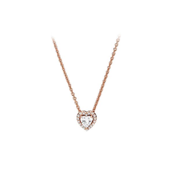 

Pan Dora Rose Sparkling Heart Collier Necklace Authentic 925 Sterling Silver With Clear Cubic Zirconia DIY Fine Jewelry Necklace 388425C01-45