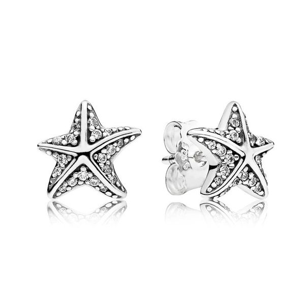 

Authentic Tropical Starfish Stud Earrings S925 Sterling Silve Fine Jewelry Fits European Style Studs Designer Earrings For Woman 290748CZ