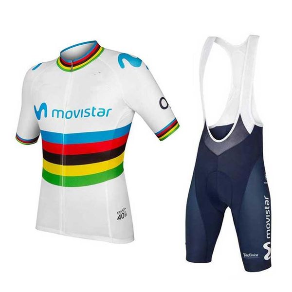 Image of 2019 Movistar Cycling Jersey Maillot Ciclismo Short Sleeve and Cycling bib Shorts Cycling Kits Strap bicicletas O191217012176