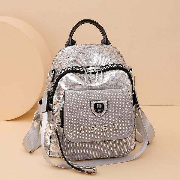 Sales factory women shoulder bag 2 colors glossy patent leather leisure backpacks multifunctional compartment studded handbag daily Joker rivet backpack 999#, Black
Sales factory women shoulder bag 2 colors glossy patent leather leisure backpacks multifunctional compartment studded handbag daily Joker rivet backpack 999#, Black