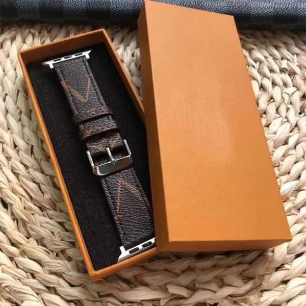 Image of Womens Men Fashion Smart Watches Strap Wristband For Apple Iwatch7/3/2/1/5/6 Vintage Brand Leather 41/40/45/44mm Designer Watchband
