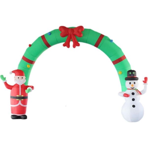 Image of -Giant Inflatable Bow Christmas Bow Santa Claus And Snowman Holiday Yard Outdoor Decoration 5x4m