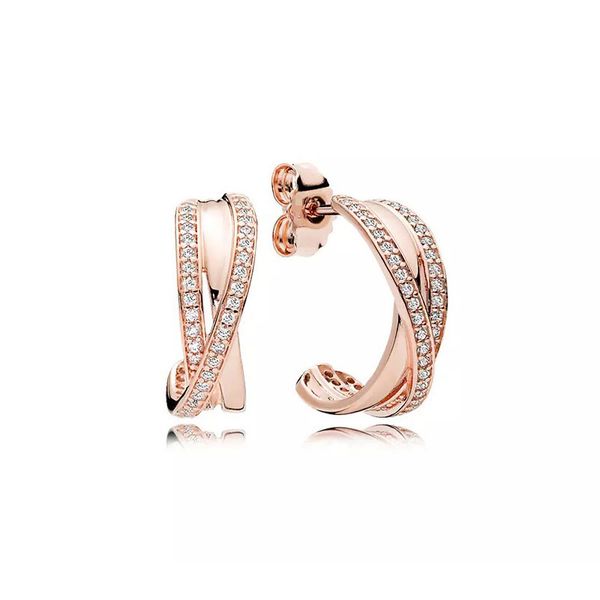 Authentic Rose Gold Jewelry Entwined With Clear CZ For Woman Fashion Stud Earring Gift
Authentic Rose Gold Jewelry Entwined With Clear CZ For Woman Fashion Stud Earring Gift