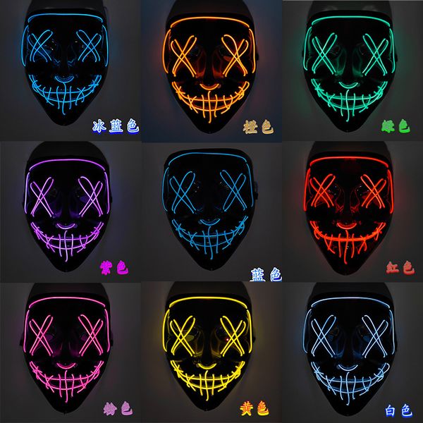 Image of led Glow Black V mask Cold Glow Halloween mask Ghost Walk Dance Glow mask in stock