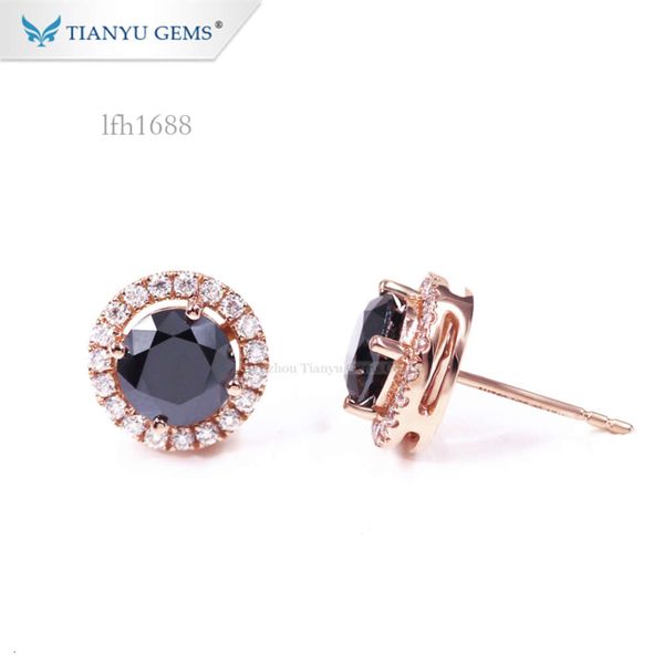 Tianyu Gem Factory Solid Rose Gold Jewelry Wholesale 1 Carat Black Round Cut Moissanite Halo Stud Earrings For Women Lady
Tianyu Gem Factory Solid Rose Gold Jewelry Wholesale 1 Carat Black Round Cut Moissanite Halo Stud Earrings For Women Lady