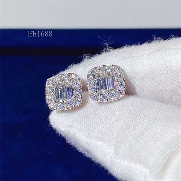 2.44Ct Mens Top D/Vvs Moissanite Diamond 14K Solid Gold Stud Earrings For Men