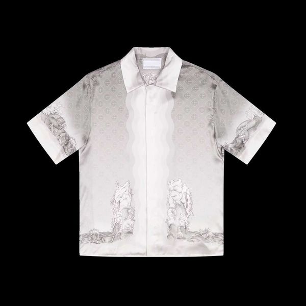 

Designer men' Casablanca casual shirt Fanglue casablanca tennis c23 Guardian Gypsum Male and Female Hawaiian Short Sleeve Shirts High quality cool clothing, White4