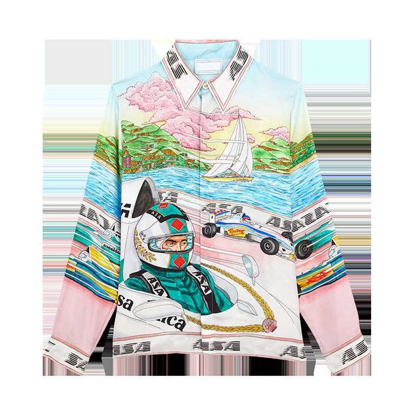 Designer men' Casablanca casual shirt Fanglue casablanca tennis cl 23 race driver men and women' Hawaiian long sleeved shirt High quality cool men' clothing, White2
Designer men' Casablanca casual shirt Fanglue casablanca tennis cl 23 race driver men and women' Hawaiian long sleeved shirt High quality cool men' clothing, White2