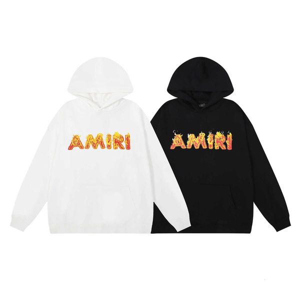 

Designer Amis Men' hoodie 2023 Autumn/Winter New AMR Flame Letter Printed Hooded Sweater Unisex Batch High quality cool handsome men fashion hoodie, White