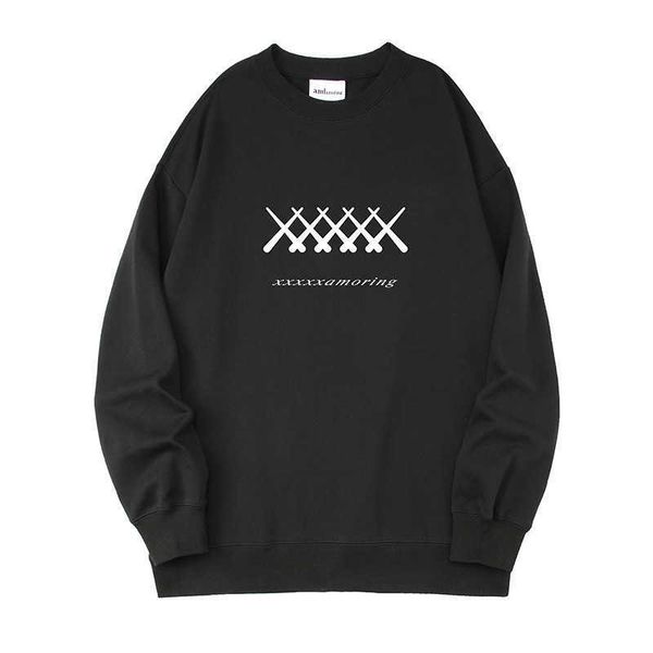 

Designer Aims men's fashion hoodie AMORING Co branded XXXXXL American Sweater Men's Spring and Autumn Loose Top Fashion Brand Men's Long Sleeve High quality T-shirt, Black wy802
