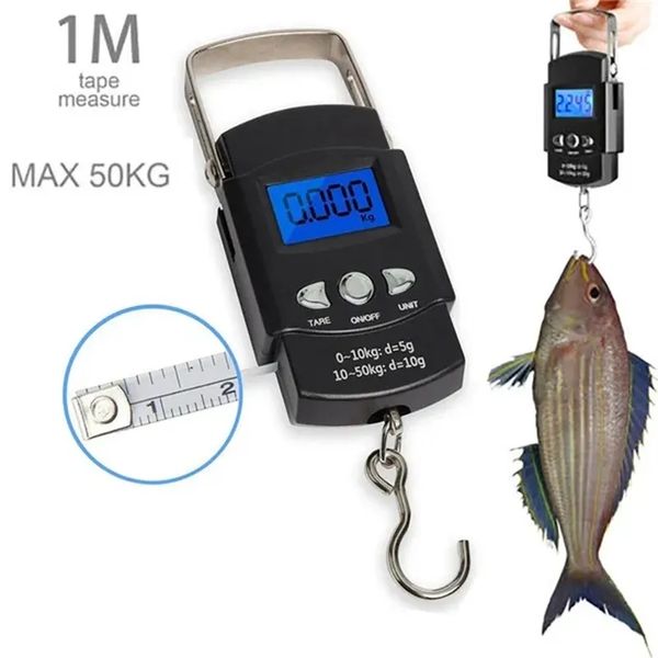 Image of 50kg Pocket Scale Weighing Electronic Balance Digital Fish Hook Hanging Fishing Measuring Tape Ruler Mini Luggage for Fishing
