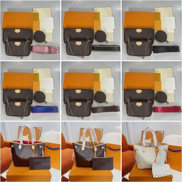Image of Designer High Quality Fashion Women Bags Favorite 3 pcs/set handbag purses genuine leather brown flower shoulder crossbody bag ladies Tote Bag Female Purse Wallet