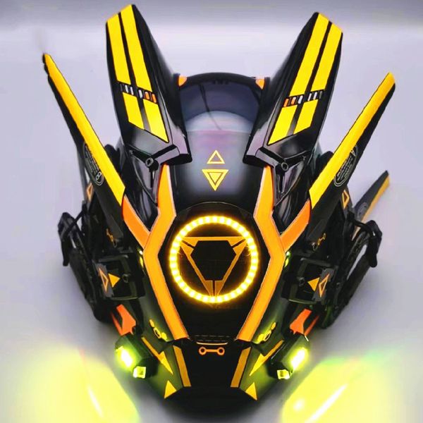 Party Mas Cyberpunk Mask Halloween Cosplay Costume Black Full Face Futuristic Techwear Helmet LED Light Punk Knight 230919
Party Mas Cyberpunk Mask Halloween Cosplay Costume Black Full Face Futuristic Techwear Helmet LED Light Punk Knight 230919