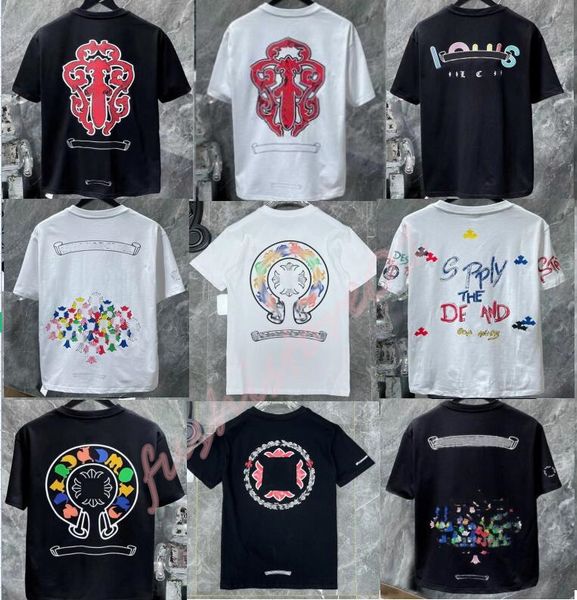 Image of 2023Mens Womens Classic t Shirt Heart Fashion Ch High Quality Brand Letter Sanskrit Cross Pattern Sweater T-shirts Designers Chromes Pullover Tops Cotton T shirts F7