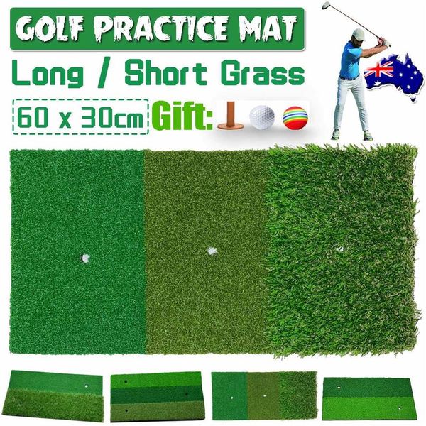 Image of 60x30cm Golf Mat Swing Stick Practice Hitting Nylon Long Grass Rubber Ball Tee Indoor Outdoor Training Aids Accessory Home Gym Fit204g