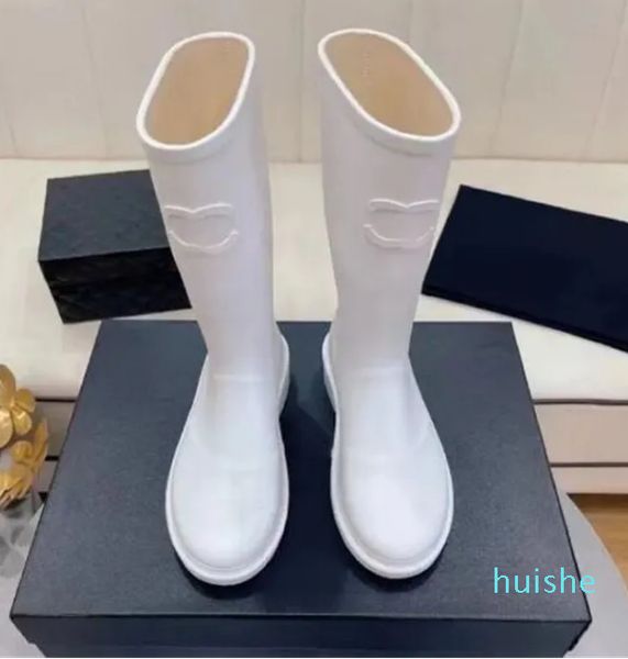 

Classic Rubber Boots Waterproof New Designer Long-tube Couple Women Boot, White