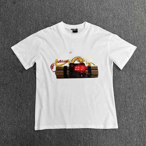 

series bomb printed short sleeved street high casual hip-hop men' and women' half top 11, White