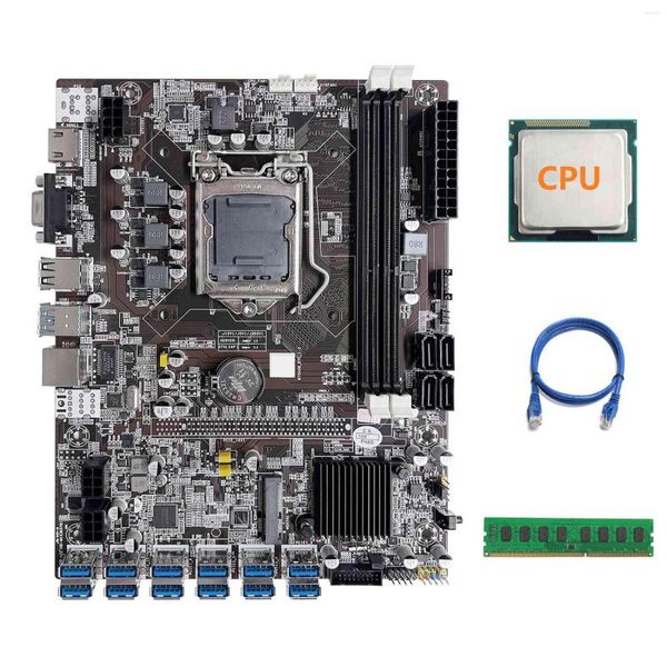 Image of Motherboards B75 ETH Mining Motherboard 12 PCIE To USB LGA1155 With Random CPU DDR3 4GB 1600Mhz RAM RJ45 Network Cable