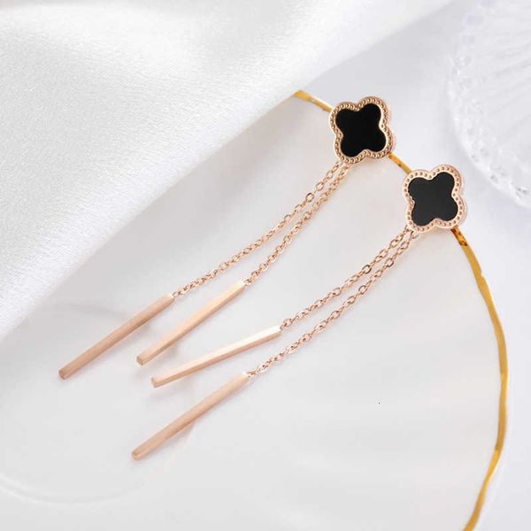 

Designer earrings four-leaf Clover luxury top jewelry women's Long tassels versatile Earrings wearing clover earrings Roman fashion Jewelry gift Van Clee