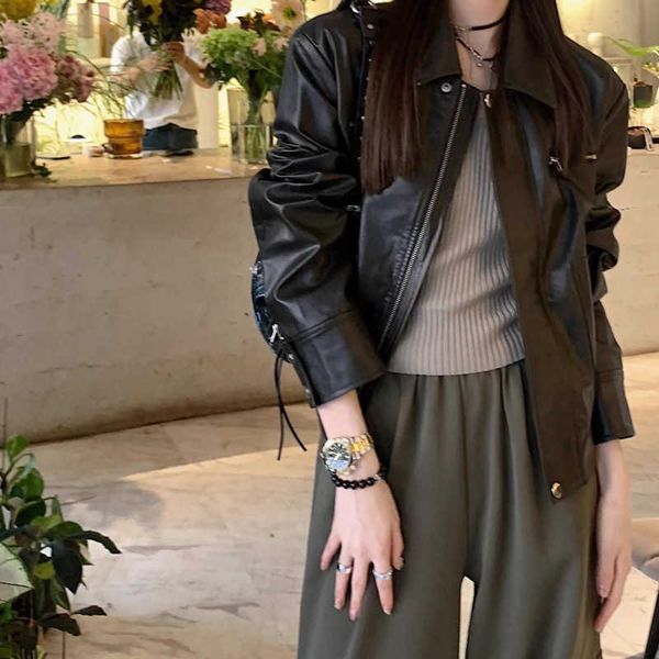 Fashion men's wear Lumen Brewery Short Leather Coat Long Sleeves Show Height and Slim Leisure Lazy Black Brown
Fashion men's wear Lumen Brewery Short Leather Coat Long Sleeves Show Height and Slim Leisure Lazy Black Brown