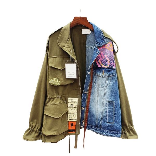 Lapel Flare Long Sleeve Pattern Pockets Patchwork Hit Color Streetwear Denim Coats Lightweight Windproof Full Zip Women' Autumn Raincoat Windbreaker with Hood, Blue
Lapel Flare Long Sleeve Pattern Pockets Patchwork Hit Color Streetwear Denim Coats Lightweight Windproof Full Zip Women' Autumn Raincoat Windbreaker with Hood, Blue
