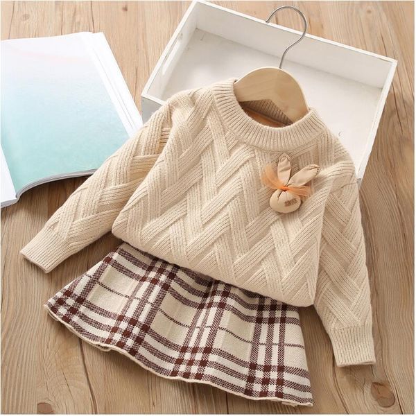 Spring Autumn Baby Girls Knitted Clothing Sets Kids Long Sleeve Knitted Sweaters+plaid Skirts 2pcs Set Children Outfits Girl Suit, Beige
Spring Autumn Baby Girls Knitted Clothing Sets Kids Long Sleeve Knitted Sweaters+plaid Skirts 2pcs Set Children Outfits Girl Suit, Beige