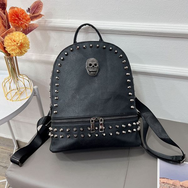 Fashionable shoulder bag street cool ghost punk backpack soft lightweight leather outdoor leisure backpacks large capacity black Joker rivet handbag wholesale
Fashionable shoulder bag street cool ghost punk backpack soft lightweight leather outdoor leisure backpacks large capacity black Joker rivet handbag wholesale